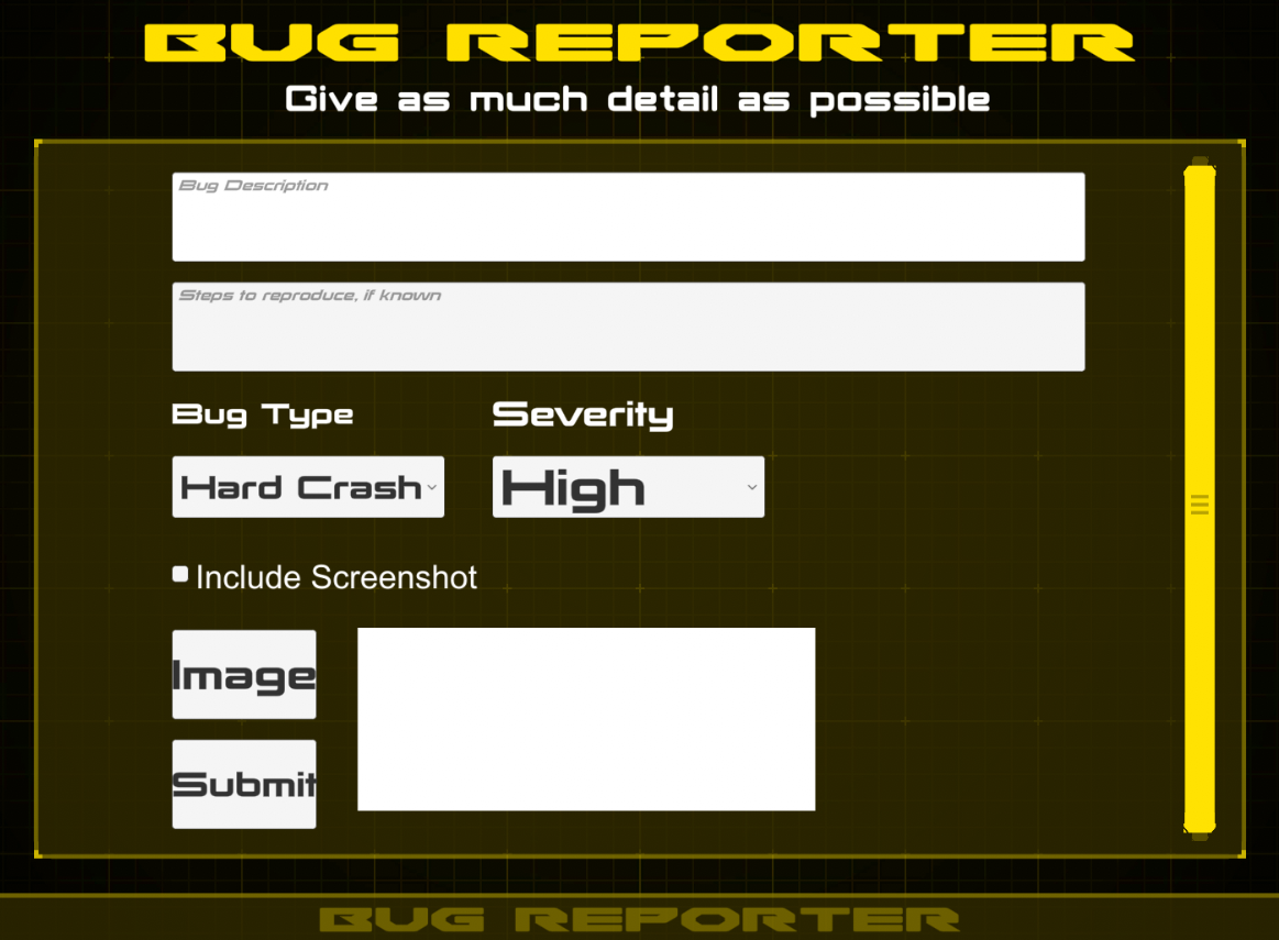 In-game bug report system